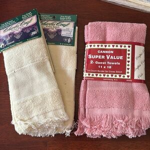 Cross Stitch Pink & Cream Fingertip Towels Lot of 4